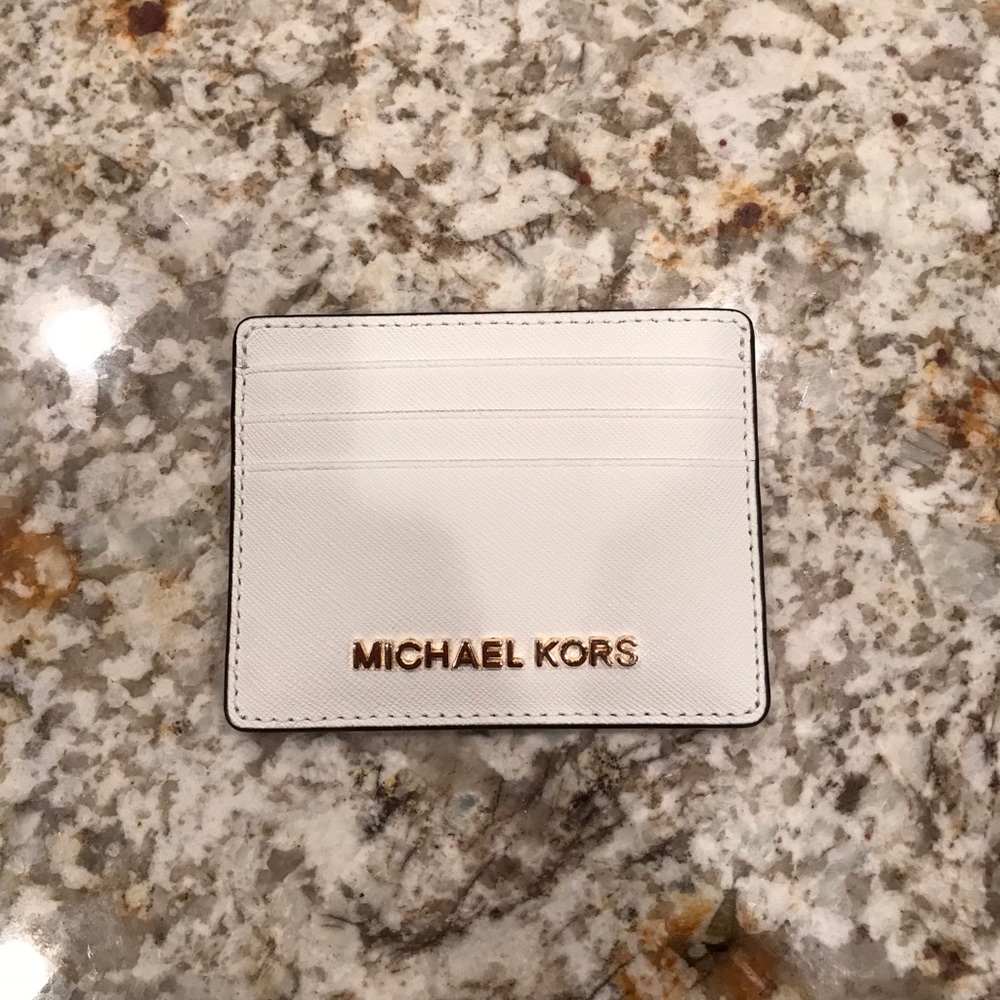 NWT Michael Kors Card Holder white Jet Set Travel